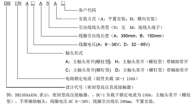 高压直流接触器DH150