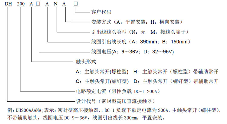 高压直流接触器DH200